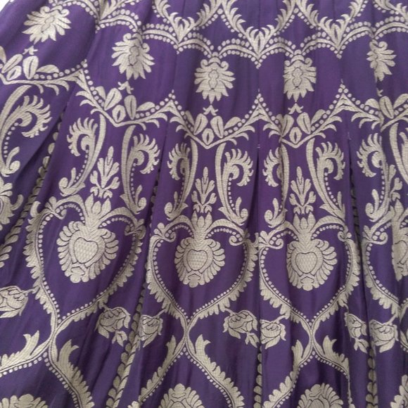 Soft Surroundings Purple Gold Brocade Midi Skirt - Picture 2 of 9